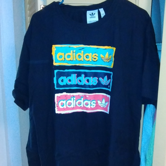 adidas Black Tee with Multicolor Logo - Picture 2 of 7